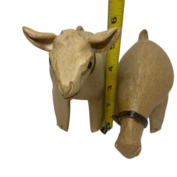 Handmade Brutalist Pottery Goat Figurines Farm Animals Christmas Nativity Set - Picture 9 of 9